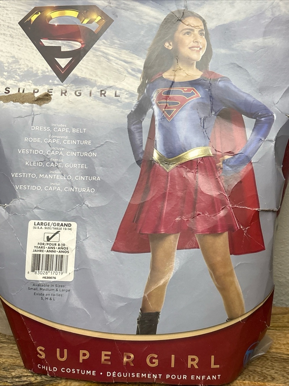 Supergirl Super Woman Halloween Costume Dress Up Kids Sz Large 12-14